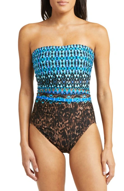 Miraclesuit Untamed Avanti Slimming Strapless One-piece Swimsuit In Brown Multi