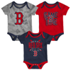 Outerstuff Newborn And Infant Boys And Girls Boston Red Sox Navy, Red, Heathered Gray Game Time Three-piece Bod In Navy