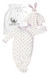 UNDER THE NILE 2-PIECE ORGANIC COTTON POLKA DOT FOOTIE & LOVEY TOY SET