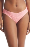 Hanky Panky Floral Print Retro Lace Thong In Lotus (pink)