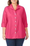 Foxcroft Margie Three-quarter Sleeve Button-up Shirt In French Rose