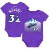 MITCHELL & NESS INFANT MITCHELL & NESS KARL MALONE PURPLE UTAH JAZZ HARDWOOD CLASSICS NAME & NUMBER BODYSUIT