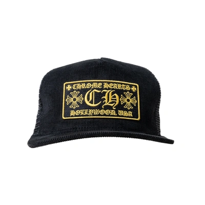 Chrome Hearts Hollywood Corduroy Trucker Cap Black Gold