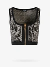 Balmain Monogram Wool-blend Crop Top In Black