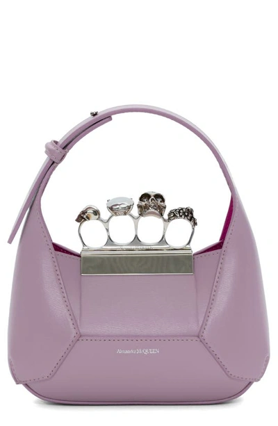 Alexander Mcqueen Skull Jeweled Mini Chain Hobo Bag In Antic Pink