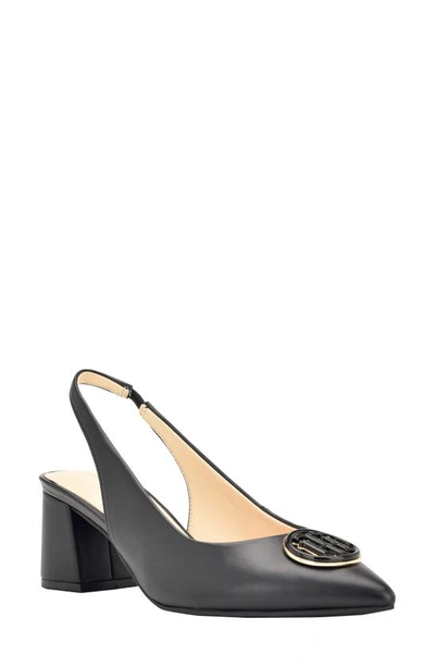 Tommy Hilfiger Nileo Slingback Pointed Toe Pump In Dark Blue - Faux Leather - Polyurethane