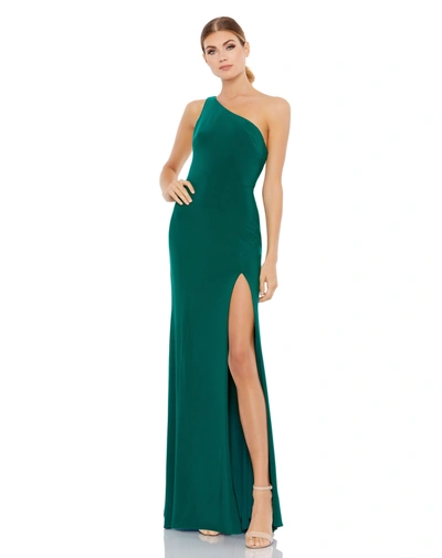 Ieena For Mac Duggal Draped Back Stretch Jersey Gown In Emerald