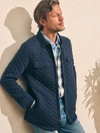 Faherty Epic Quilted Fleece Shirt Jacket Cpo In Navy Melange