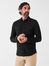 Faherty Sherpa Lined Shirt Jacket In Heathered Black Twill