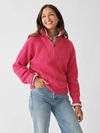 Faherty Mariner Stripe Quarter Zip Sweater In Bloom