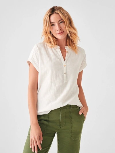 Faherty Dream Cotton Gauze Desmond Top In White