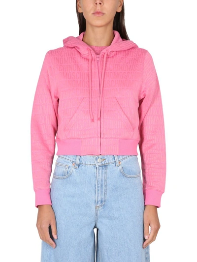 Moschino Women's Logo Zip-front Hoodie In Pink