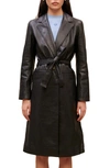 MAJE GRENCHIR BELTED LEATHER TRENCH COAT