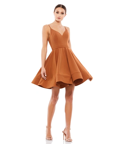 Ieena For Mac Duggal Low Back A-line Party Dress In Caramel