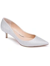 Jewel Badgley Mischka Royalty Womens Kitten Slip On Pumps In Silver
