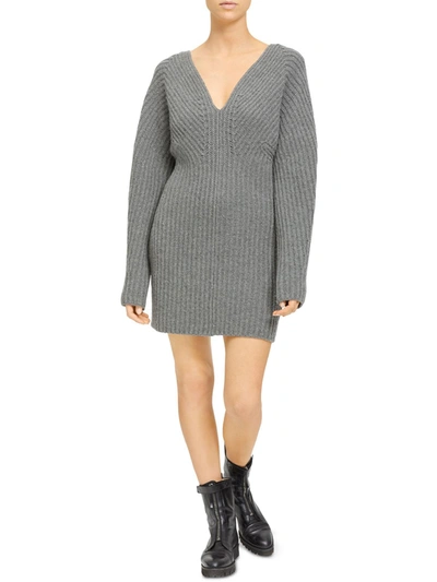 Theory Womens Double V Knit Sweaterdress In Blue