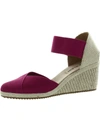 Anne Klein Zoey Womens Canvas Ankle Strap Espadrille Heels In Pink