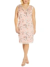 ADRIANNA PAPELL PLUS WOMENS EMBROIDERED KNEE SHEATH DRESS