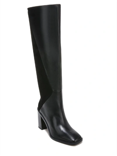 Franco Sarto Stevie Womens Leather Square Toe Knee-high Boots In Black