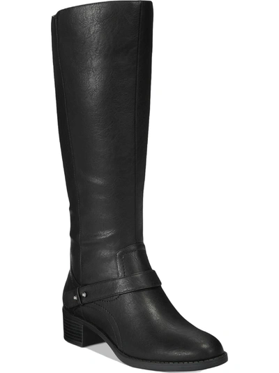 Easy Street Jewel Womens Faux Leather Stacked Heel Riding Boots In Black