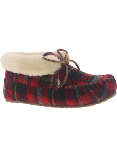 Minnetonka Cabin Bootie Womens Bow Faux Fur Lined Moccasins In Multi