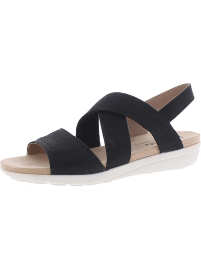 Lifestride Plush Womens Canvas Slingback Flat Sandals In Navy