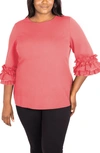 Maree Pour Toi Ruffle Sleeve Knit Top In Pink