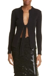 Tom Ford Tie Front Cotton Blend Cardigan In Black