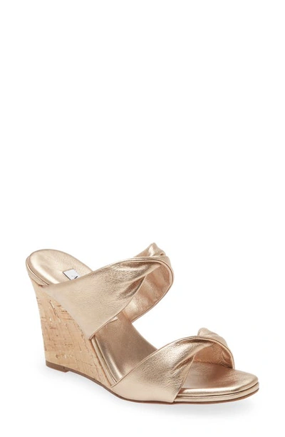 Aquazzura Twist Metallic Leather Wedge Mules In Light Copper