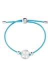 Tory Burch Miller Logo Slider Bracelet In Tory Silver / Blue