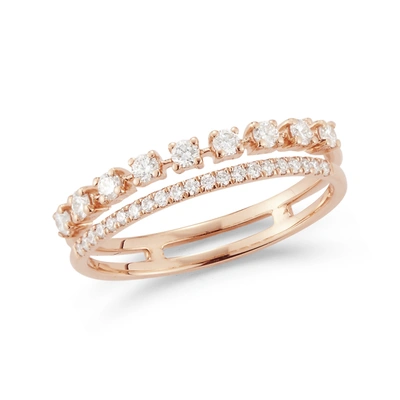 Dana Rebecca Designs Ava Bea Double Row Ring In Rose Gold
