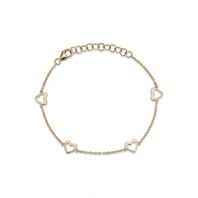 Dana Rebecca Designs Drd Multi Heart Kid's Station Bracelet In Yellow Gold