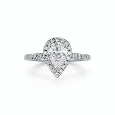 Dana Rebecca Designs Halo Pavé Cathedral Engagement Ring With 1.04 Ct. Pear