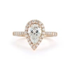 DANA REBECCA DESIGNS HALO PAVÉ CATHEDRAL ENGAGEMENT RING WITH 1.52 CT. PEAR