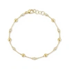 Dana Rebecca Designs Poppy Rae Pebble And Diamond Station Bracelet In Yellow Gold
