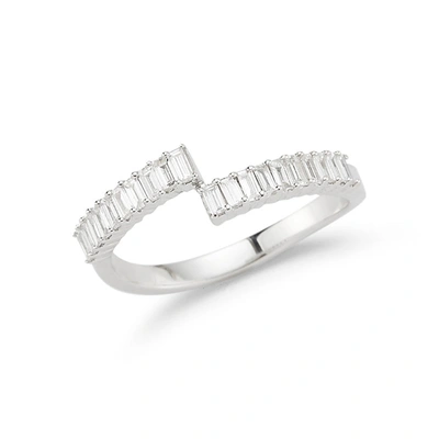 Dana Rebecca Designs Sadie Pearl Split Baguette Ring In White Gold