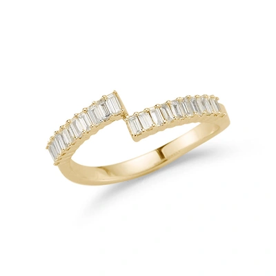 Dana Rebecca Designs Sadie Pearl Split Baguette Ring In Rose Gold