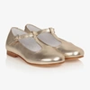 BEATRICE & GEORGE GIRLS GOLD LEATHER T-BAR SHOES
