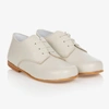 BEATRICE & GEORGE BOYS IVORY LACE-UP LEATHER SHOES