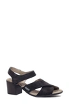 Cloud Shine Block Heel Sandal In Black Distress