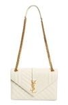 Saint Laurent Medium Cassandra Quilted Leather Envelope Bag In Ivory