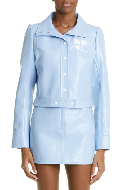 Courrèges Vinyl Jacket In Pastel Blue