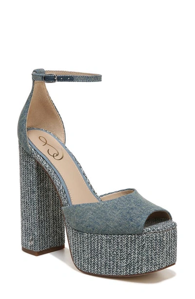 Sam Edelman Womens Kori Ankle Strap Platform Dress Sandals In Blue