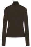 Nanushka Josa Long Sleeve Open Back Turtleneck Top In Pine Green