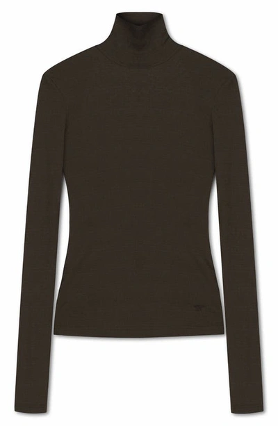 Nanushka Cut-out Roll-neck Top In Dark Moss