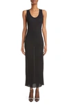 Saint Laurent Scoop Neck Jersey Tank Dress In Noir