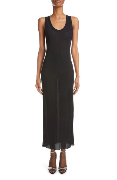 Saint Laurent Scoop Neck Jersey Tank Dress In Noir