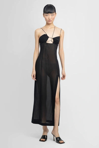 Nensi Dojaka Cutout Cotton-voile Maxi Dress In Black