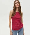 MICHAEL STARS HALLEY RIBBED TANK WITH RUCHING