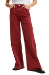 Shop Mango High Waist Wide Leg Jeans In Red